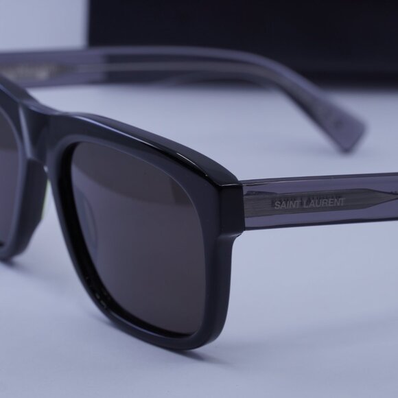 Saint Laurent SL558 003 Square Sunglasses - Black/Transparent Black - Picture 4 of 12